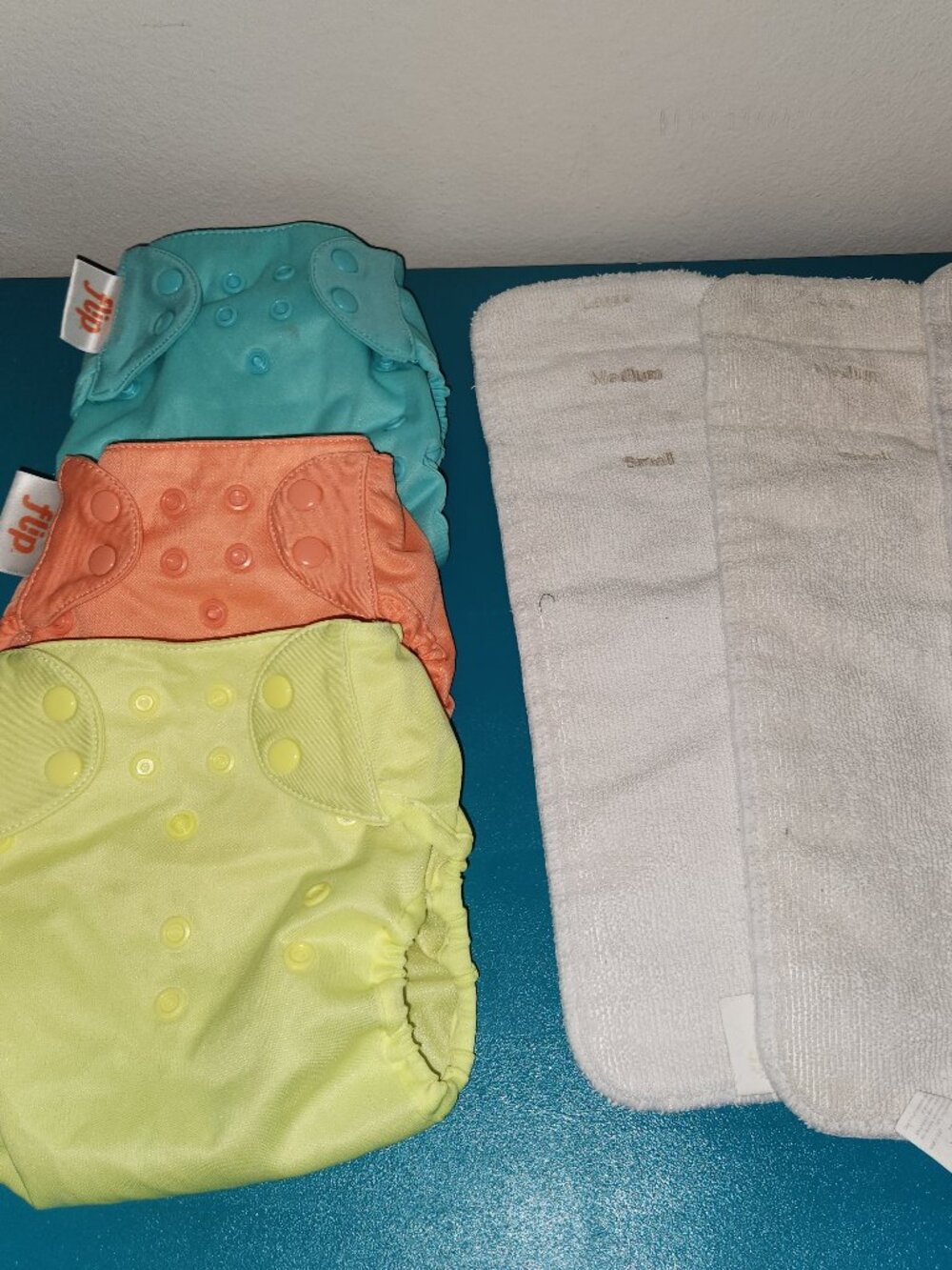 Flip Lot of 3 One Size Reusable Cloth Diaper Covers with 3 Flip Inserts Baby